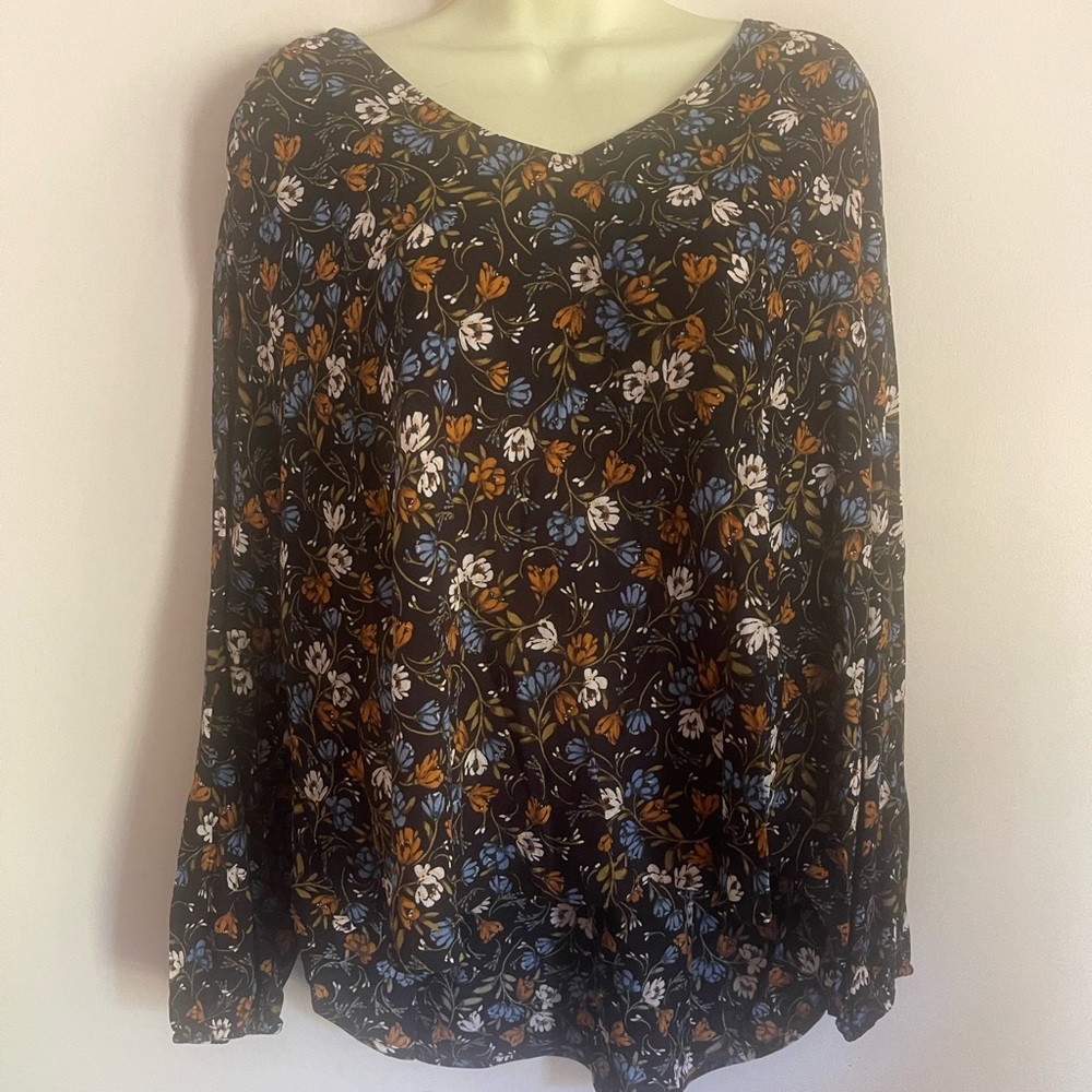 Ana Floral Long Sleeve Blouse 0X NWT